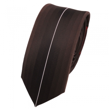 schmale Designer Krawatte in braun dunkelbraun schwarz silber gestreift