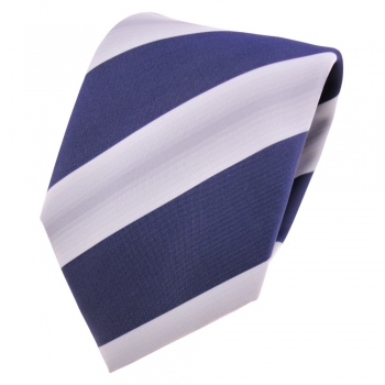 Designer Krawatte blau dunkelblau saphirblau grau gestreift - Schlips Binder Tie