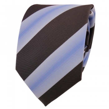 Designer Krawatte braun dunkelbraun blau blassblau gestreift - Schlips Binder