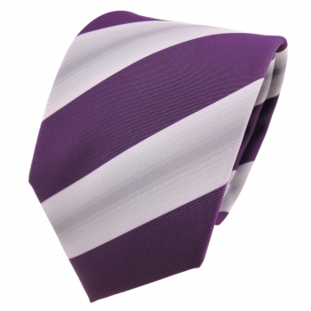 Designer Krawatte lila violett grau gestreift - Schlips Binder Tie