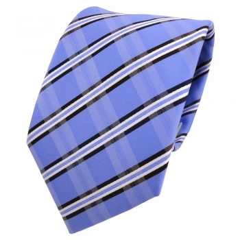 Designer Krawatte blau hellblau weiß gestreift - Schlips Binder Tie