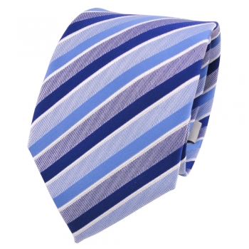Designer Krawatte blau hellblau signalblau weiß gestreift - Schlips Binder Tie