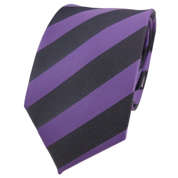 Designer Krawatte lila violett anthrazit schwarz gestreift - Schlips Binder Tie