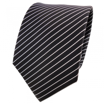 Designer Krawatte schwarz weiß silber gestreift - Schlips Binder Tie