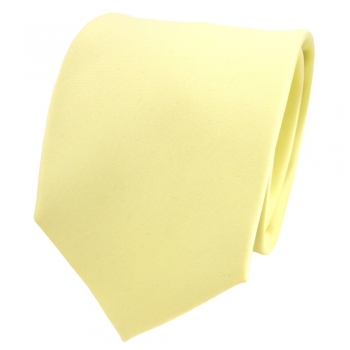 TigerTie Designer Satin Krawatte gelb blassgelb uni 100 % Polyester - Tie