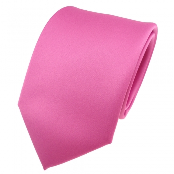 TigerTie Designer Satin Krawatte rosa pink uni 100 % Polyester - Schlips Tie