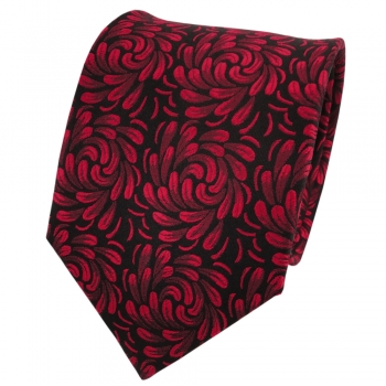 TigerTie Designer Seidenkrawatte rot signalrot schwarz gemustert- Krawatte Seide