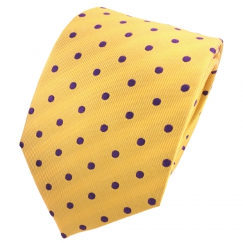 Designer Seidenkrawatte gelb lila violett gepunktet - Krawatte Seide Silk