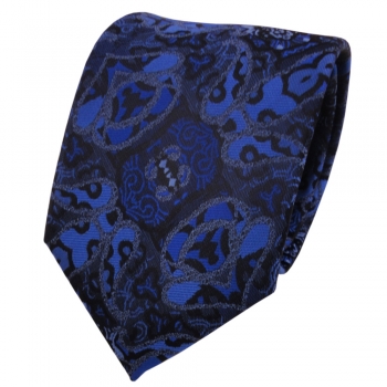Designer Krawatte blau marine dunkelblau schwarz gemustert - Schlips Binder Tie