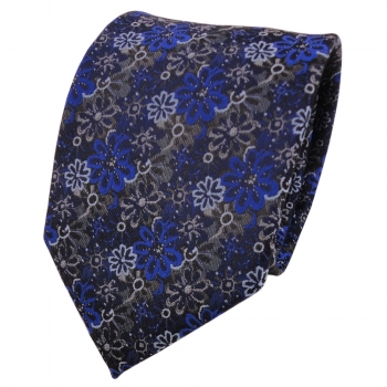 Designer Krawatte blau marine dunkelblau grau gemustert - Schlips Binder Tie