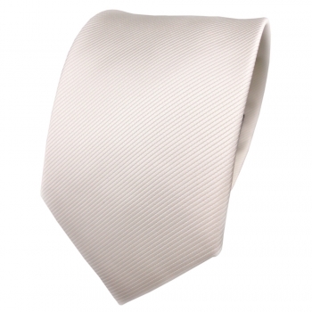TigerTie Designer Krawatte weiß perlweiß creme cremeweiß Uni Rips - Binder Tie