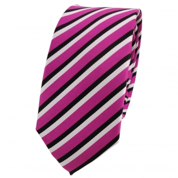 Schmale TigerTie Designer Krawatte pink schwarz weiß gestreift - Binder Tie