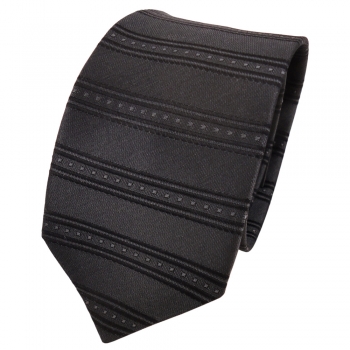 Designer Seidenkrawatte anthrazit schwarz gestreift - Krawatte Seide Silk