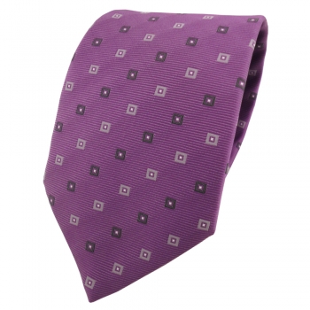Designer Krawatte lila flieder grau anthrazit gemustert - Schlips Binder Tie