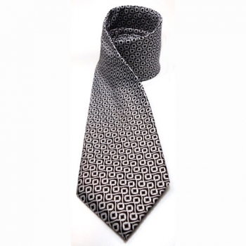 Mexx Designer Seidenkrawatte braun dunkelbraun silber gemustert - Krawatte Seide
