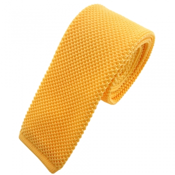 TigerTie - schmale Strickkrawatte gelb knallgelb einfarbig uni