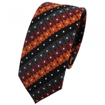 Schmale TigerTie Krawatte orange schwarz anthrazit silber gestreift - Binder Tie