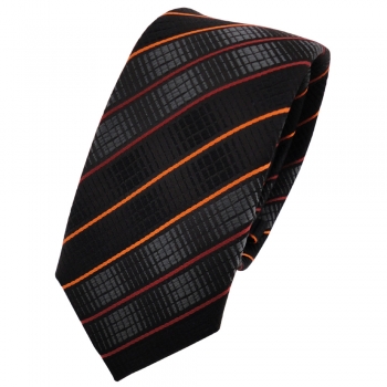 schmale TigerTie Krawatte in orange schwarz anthrazit gestreift - Binder Tie