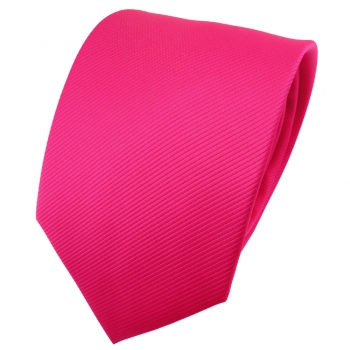 TigerTie Designer Krawatte pink knallpink leuchtpink einfarbig uni Rips - Binder