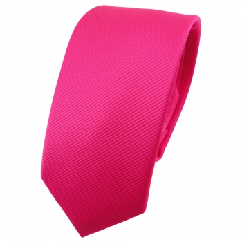 Schmale TigerTie Krawatte pink knallpink leuchtpink einfarbig uni Rips - Binder