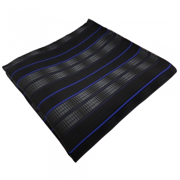 TigerTie Einstecktuch in schwarz anthrazit blau gestreift - Tuch 100% Polyester