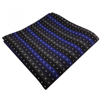 TigerTie Einstecktuch in blau schwarz anthrazit silber gestreift  100% Polyester