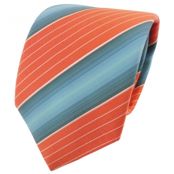 TigerTie Krawatte orange rotorange blau weiß gestreift - Binder Tie