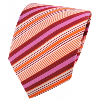 TigerTie Krawatte orange rot rosa creme gestreift - Schlips Binder Tie