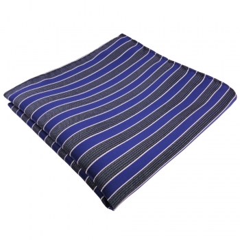 TigerTie Einstecktuch in blau grau blaugrau silber gestreift - 100% Polyester