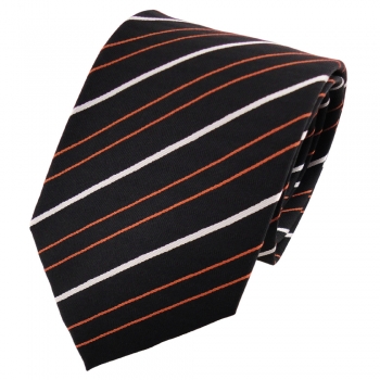 TigerTie Designer Seidenkrawatte in orange schwarz silber gestreift