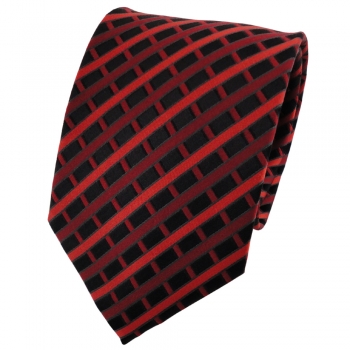 TigerTie Designer Seidenkrawatte orange rotorange schwarz kariert