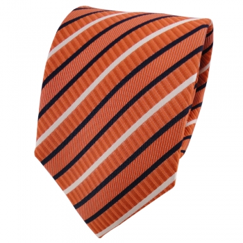 TigerTie Designer Seidenkrawatte orange blau weiß gestreift