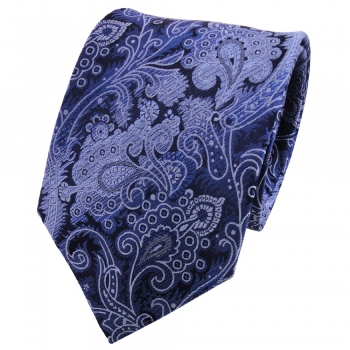 TigerTie Seidenkrawatte blau fernblau dunkelblau gemustert - Krawatte Seide