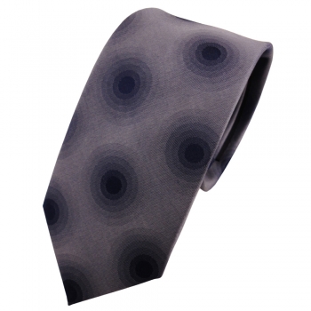 Schmale TigerTie Seidenkrawatte grau mittelgrau silber blau gepunktet - Krawatte