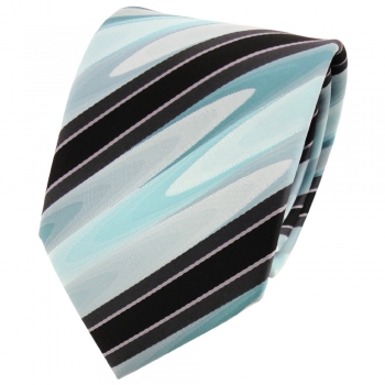 TigerTie Designer Krawatte mint grün schwarz anthrazit grau gestreift
