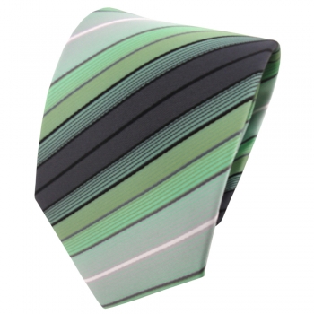 TigerTie Designer Krawatte mint grün anthrazit schwarz silber gestreift - Binder