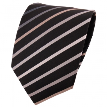 schöne TigerTie Designer Krawatte silber grau anthrazit bronze schwarz gestreift