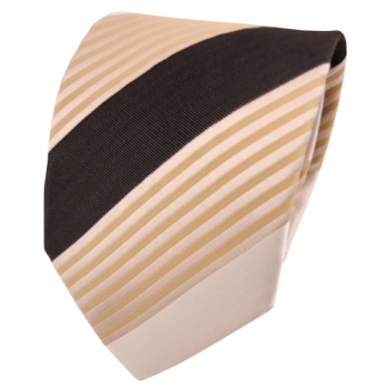 schöne TigerTie Designer Krawatte beige gold dunkelbraun gestreift - Binder Tie