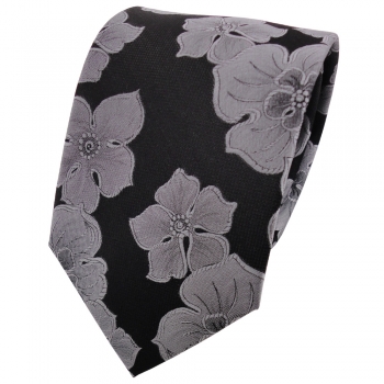 Seidenkrawatte schwarz silbergrau gemustert - Tie Krawatte 100% Seide Silk