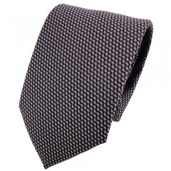 schöne Krawatte in grausilber schwarz gemustert - Krawatte Binder Tie