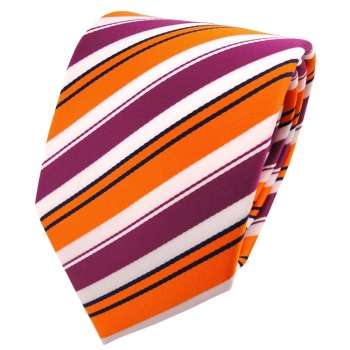 schöne TigerTie Krawatte in orange lila weiß schwarz gestreift - Binder Tie