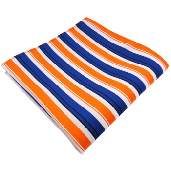 TigerTie Einstecktuch orange blau schwarz weiß gestreift - Tuch 100% Polyester