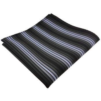 TigerTie Einstecktuch in blau anthrazit schwarz gestreift - Tuch 100% Polyester