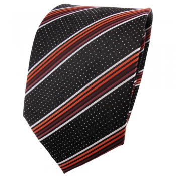 TigerTie Designer Krawatte in orange braun silberweiss schwarz gestreift