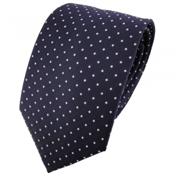 TigerTie Krawatte in marine dunkelblau silberweiss gepunktet - Binder Tie
