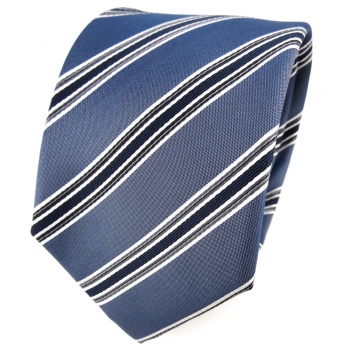 TigerTie Seidenkrawatte grau blaugrau anthrazit silber gestreift - Krawatte Tie