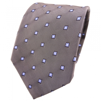 TigerTie Seidenkrawatte grau dunkelgrau blau silber gemustert - Krawatte Seide