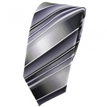 schmale TigerTie Krawatte grau silber anthrazit hellgrau gestreift - Tie Binder