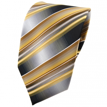 TigerTie Krawatte gold gelb silber anthrazit grau gestreift - Tie Binder