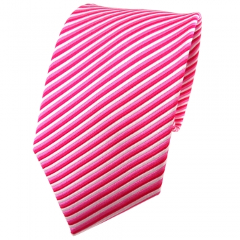 TigerTie Designer Seidenkrawatte in rosa pink silber gestreift
